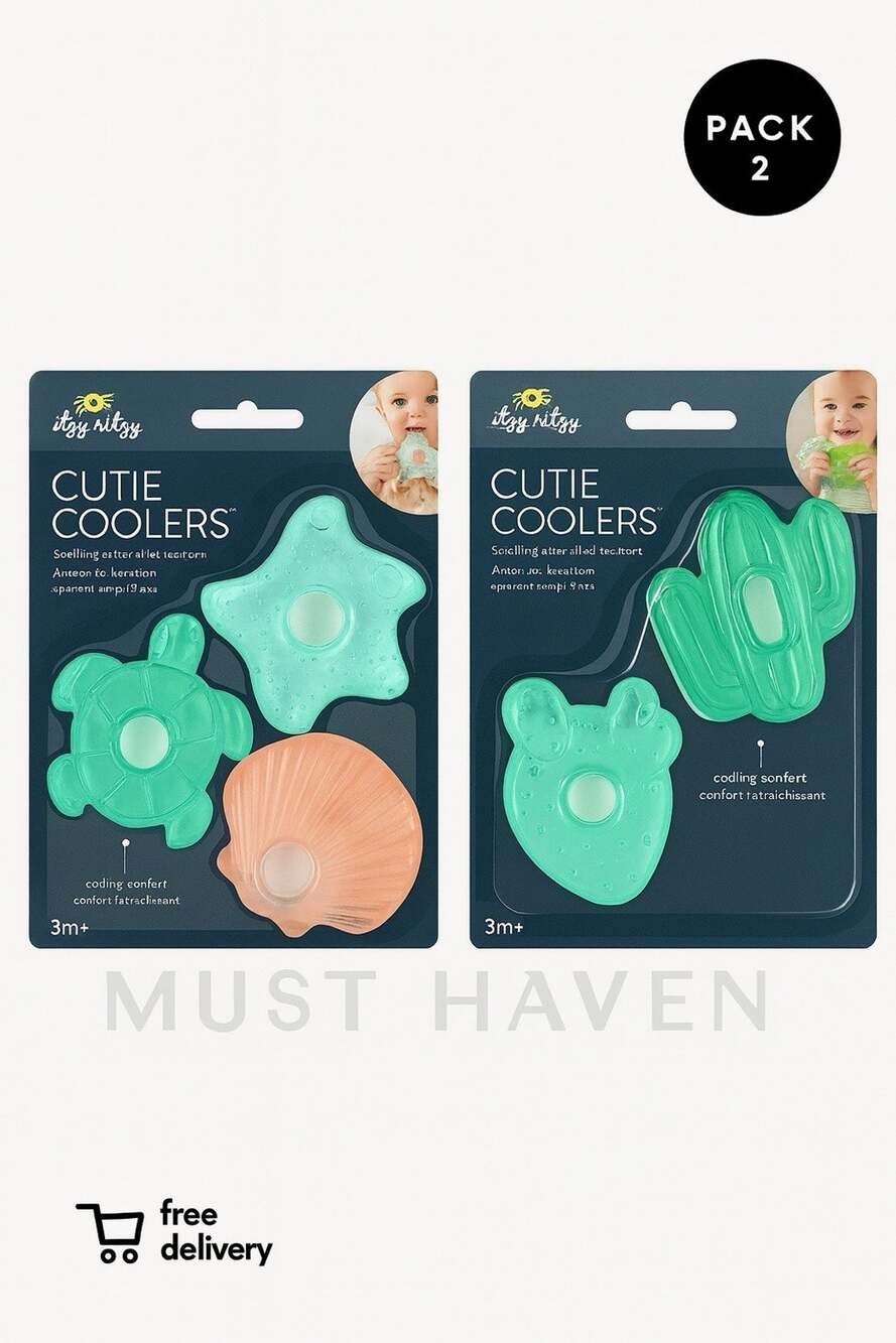Itzy Ritzy Cutie Coolers 3pk Teether Set Sea and 2pk Thhether Set Cactus